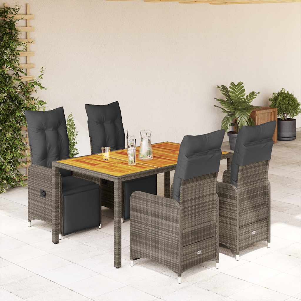 Bistrosæt Til Haven 9 Dele Med Hynder Polyrattan - 4 / træ / 150 x 90 x 75 cm