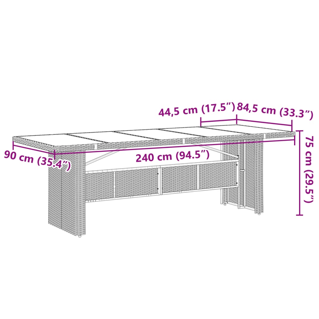 imagem de vidaXL 9 pcs conjunto de bistrô p/ jardim c/ almofadões vime PE preto9