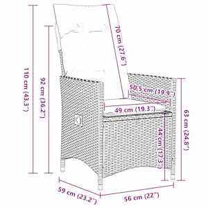 11dílný zahradní bistro set s poduškami hnědý polyratan - obrázek 11