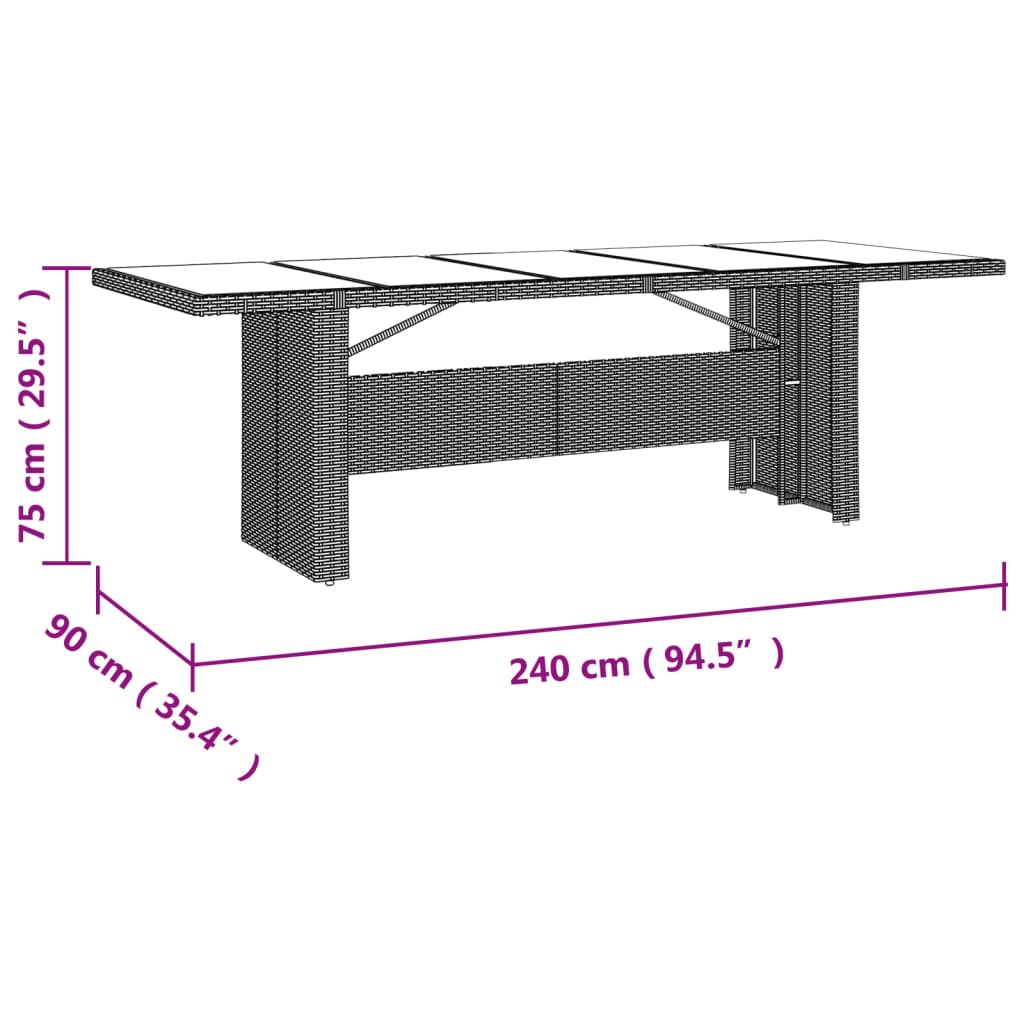 imagem de vidaXL 9 pcs conjunto de bistrô para jardim c/ almofadões vime PE bege9