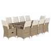 vidaXL 11-osaline aia bistrookomplekt patjadega, beež, pol&uuml;rotang