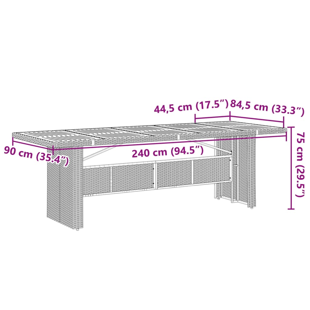 imagem de vidaXL 9 pcs conjunto de bistrô p/ jardim c/ almofadões vime PE preto9