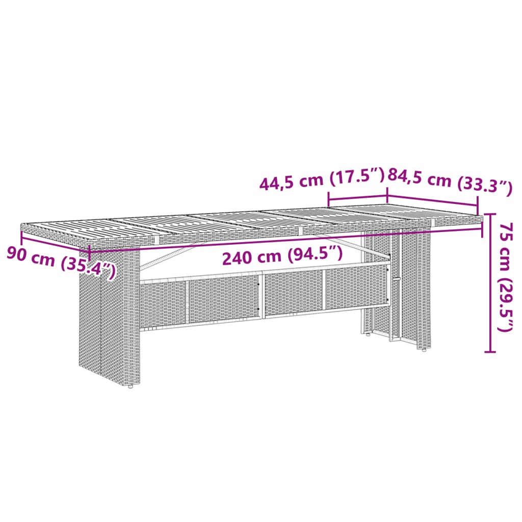 imagem de vidaXL 11 pcs conjunto de bistrô p/ jardim c/ almofadões vime PE preto9