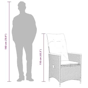 11dílný zahradní bistro set s poduškami černý polyratan - obrázek 10