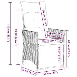 11dílný zahradní bistro set s poduškami šedý polyratan - obrázek 9