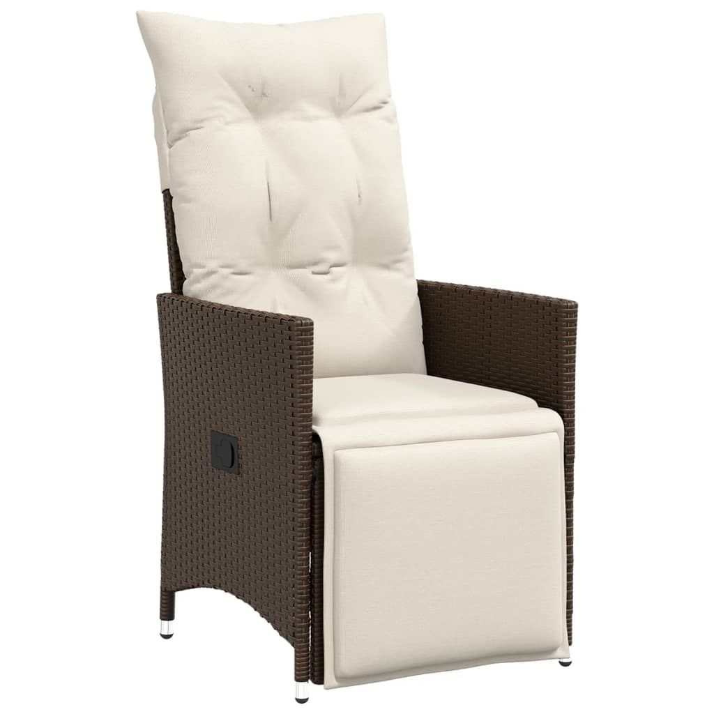 vidaXL 9-delige Bistroset met kussens poly rattan bruin afbeelding