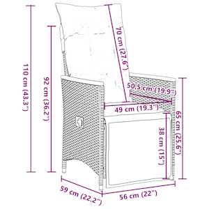 9dílný zahradní bistro set s poduškami černý polyratan - obrázek 9