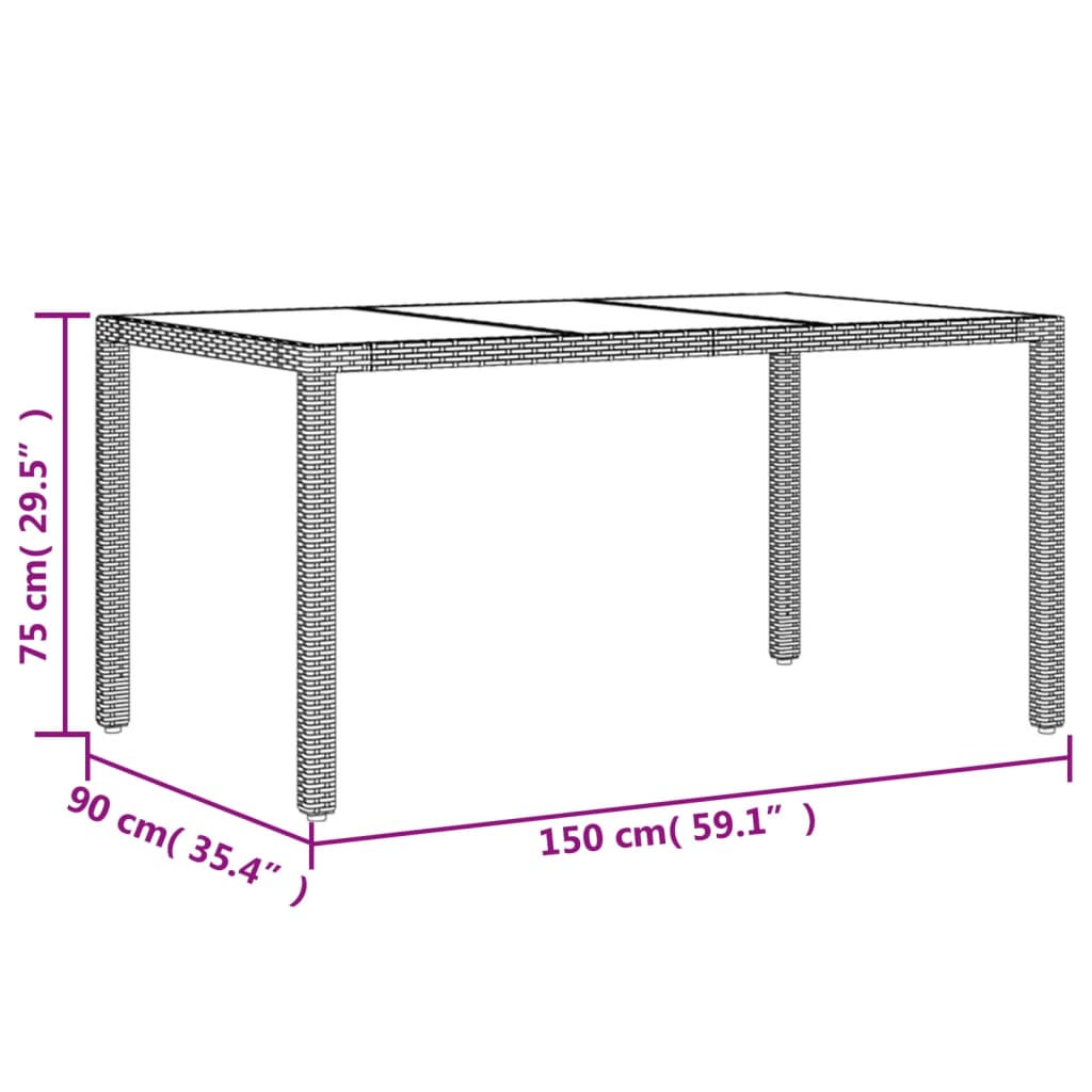 imagem de vidaXL 5 pcs conjunto jantar jardim c/ almofadões vime PE/vidro preto10