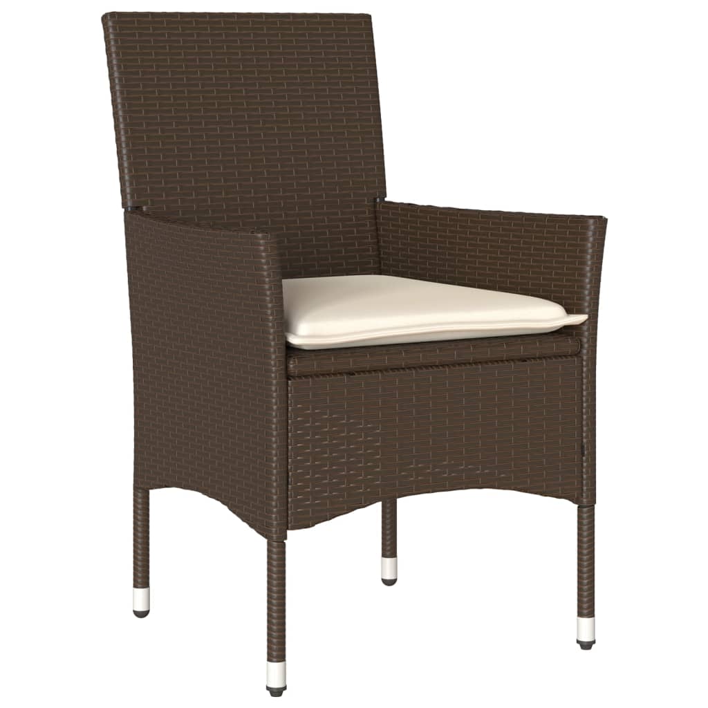 vidaXL 5-delige Tuinset met kussens poly rattan en glas bruin afbeelding