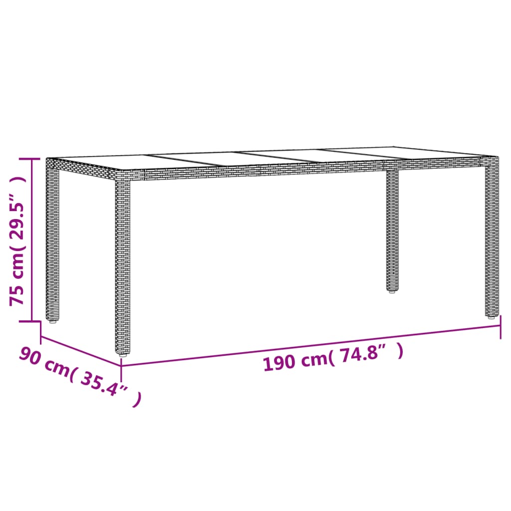 imagem de vidaXL 9pcs conjunto jantar jardim c/almofadões vime PE/vidro castanho10