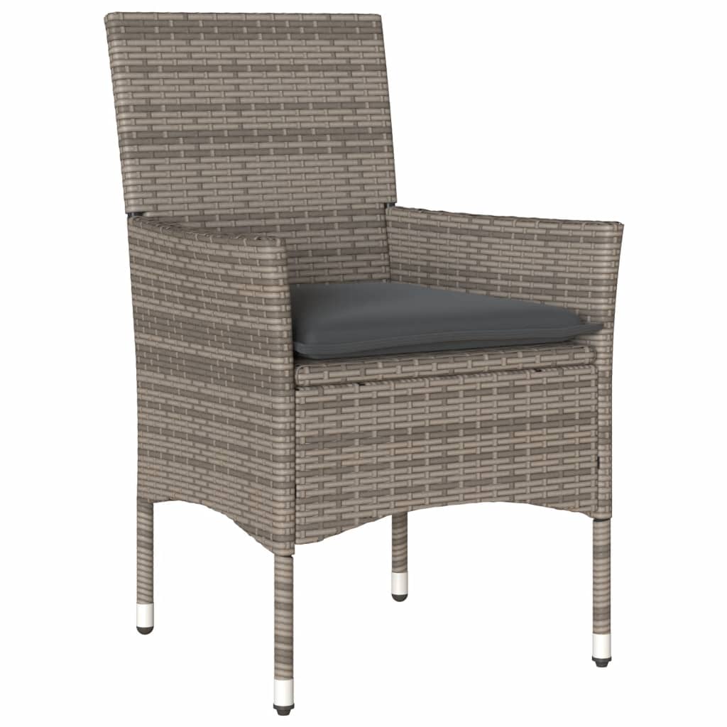 vidaXL 7-delige Tuinset met kussens poly rattan en glas grijs afbeelding
