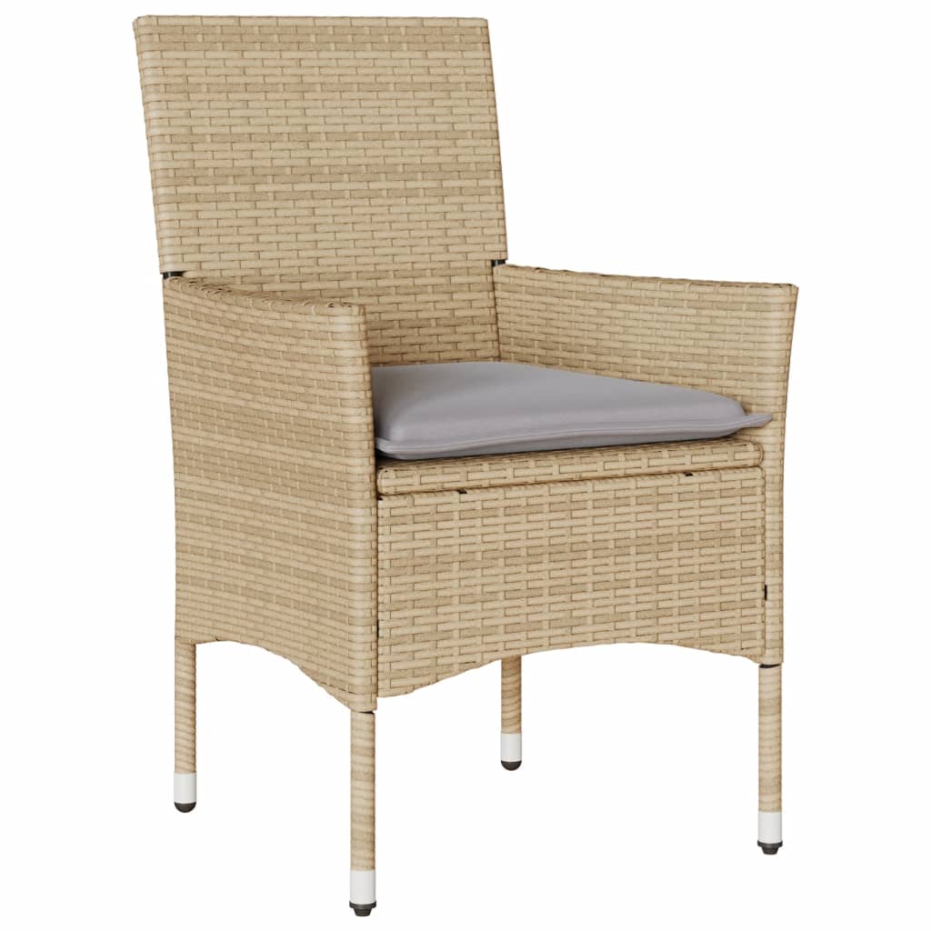 Thumbnail - vidaXL 7-tlg. Garten-Essgruppe mit Kissen Beige Poly Rattan und Glas