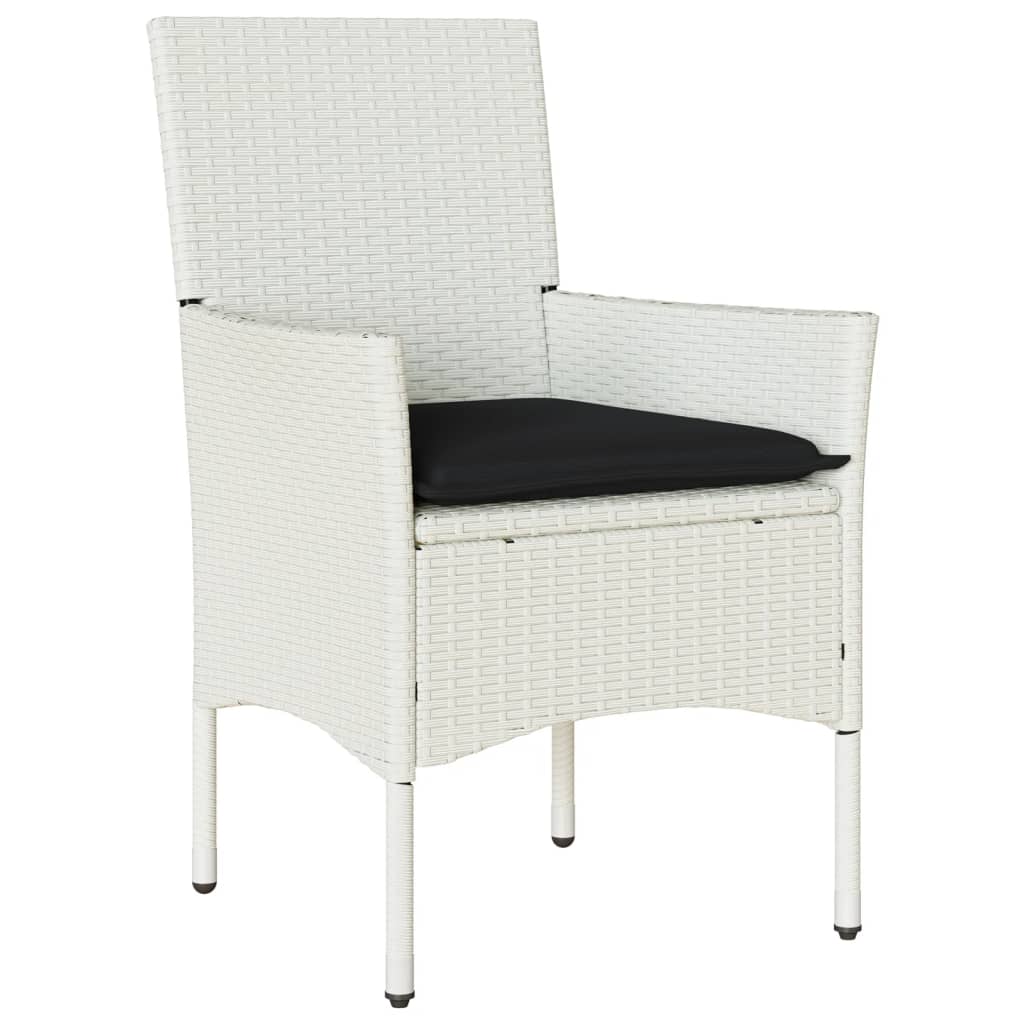 vidaXL 5-delige Tuinset met kussens poly rattan en glas wit afbeelding