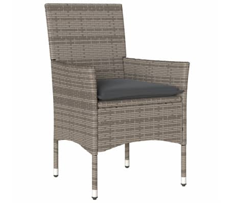 vidaXL 11 pcs conjunto jantar jardim c/ almofad&otilde;es vime PE/vidro cinza