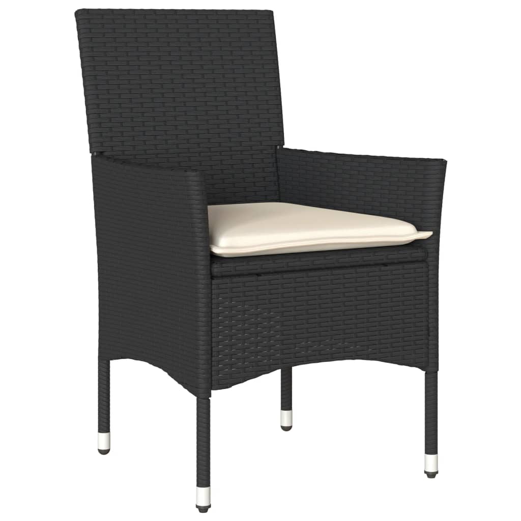 vidaXL 5-delige Tuinset met kussens poly rattan en glas zwart afbeelding
