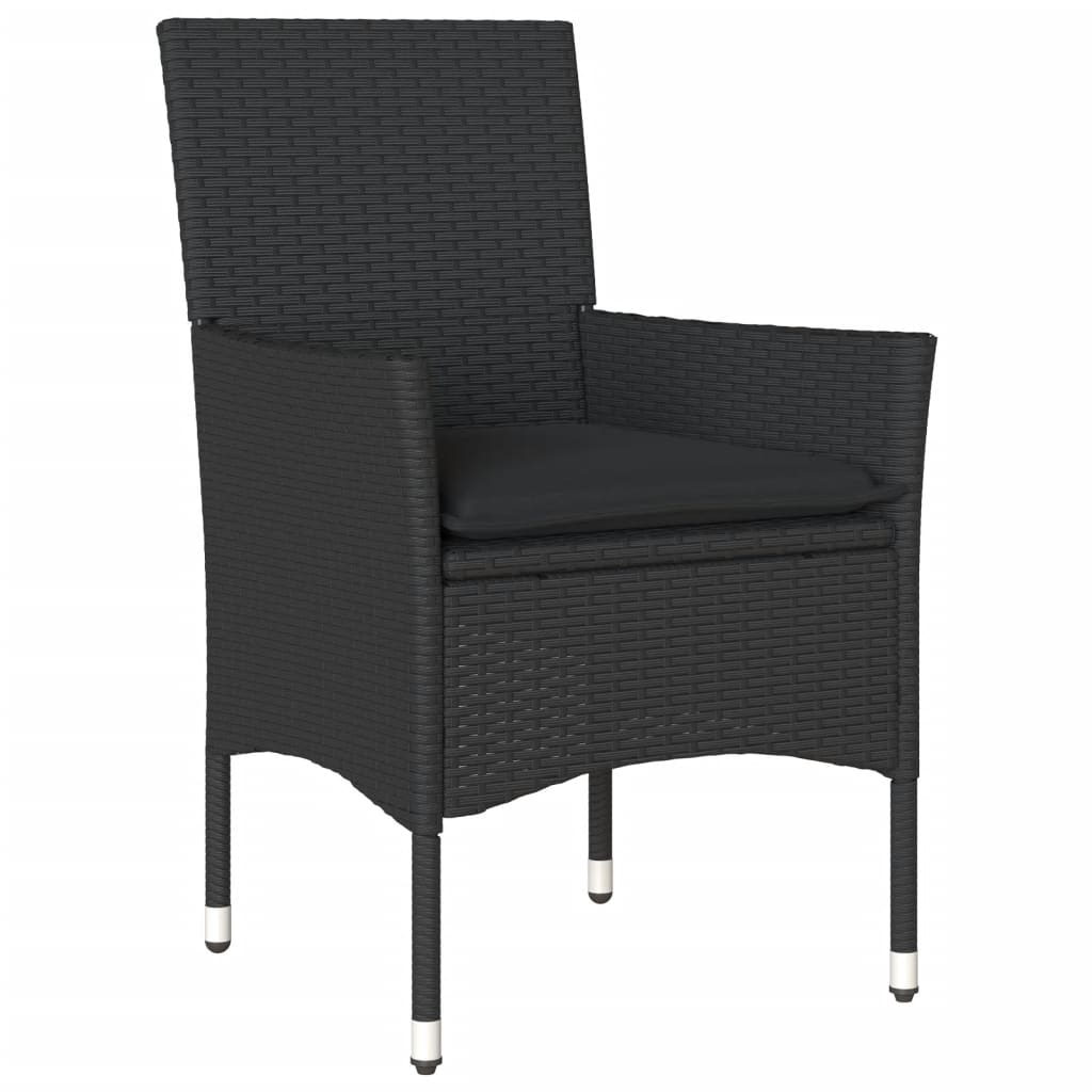 Thumbnail - vidaXL 5-tlg. Garten-Essgruppe mit Kissen Schwarz Poly Rattan und Glas