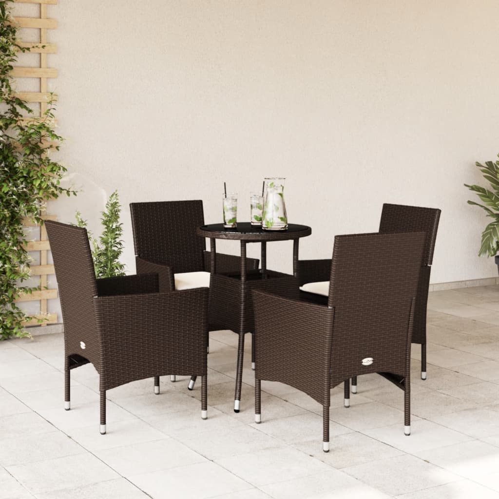 vidaXL Set mobilier de grădină cu perne 5 piese maro poliratan&sticlă