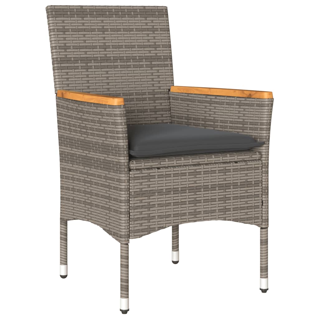 vidaXL 5-delige Tuinset met kussens poly rattan en acaciahout grijs afbeelding