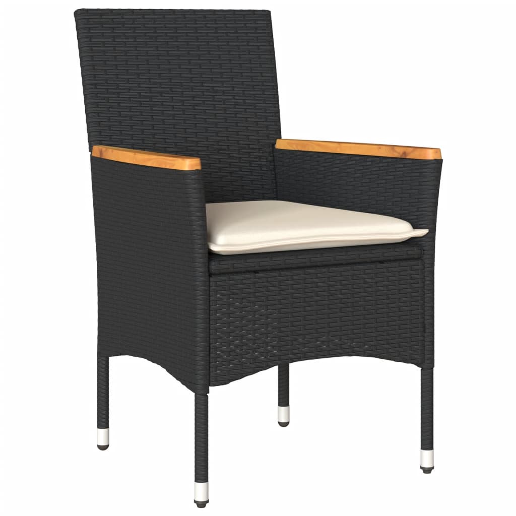 Thumbnail - vidaXL 3-tlg. Garten-Essgruppe mit Kissen Schwarz Poly Rattan Glas