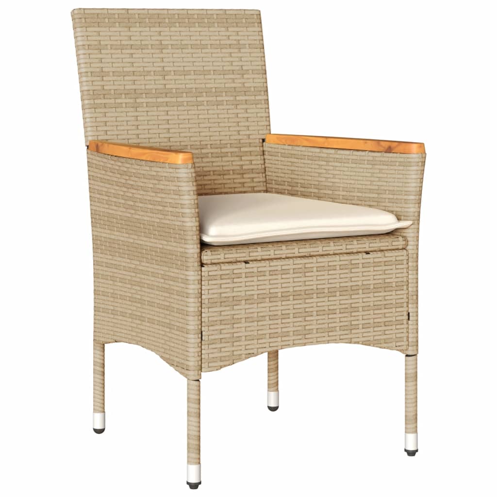 Thumbnail - vidaXL 7-tlg. Garten-Essgruppe mit Kissen Beige Poly Rattan und Glas