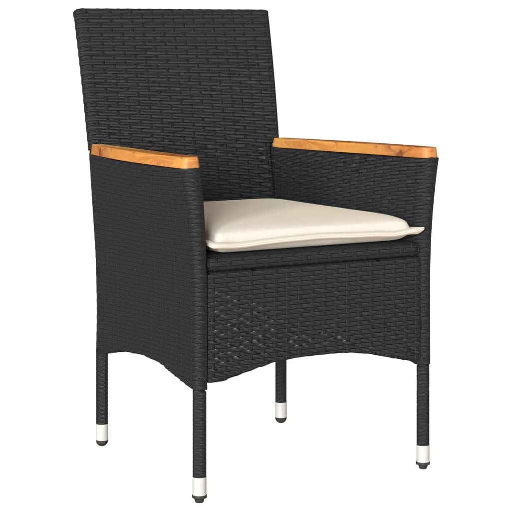 vidaXL 5-delige Tuinset met kussens poly rattan en glas zwart afbeelding