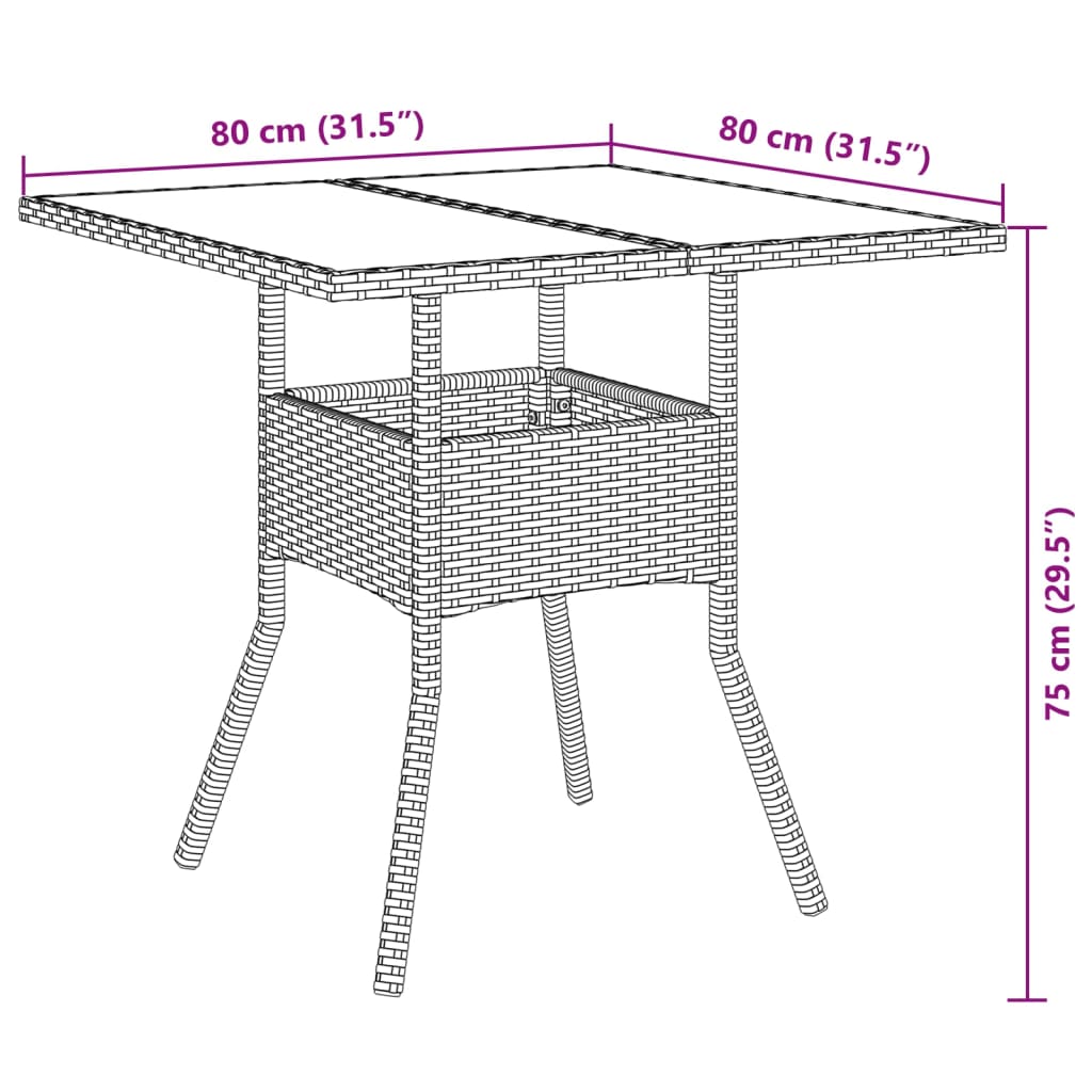 imagem de vidaXL 3 pcs conjunto jantar jardim c/ almofadões vime PE/acácia preto10