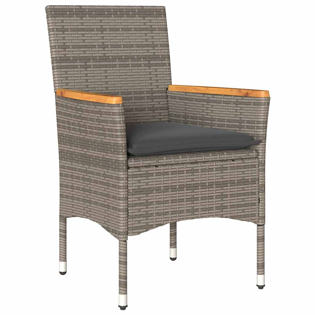 vidaXL 5-delige Loungeset met kussens poly rattan en acaciahout grijs afbeelding