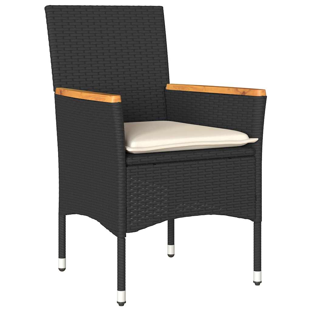 vidaXL 5-delige Tuinset met kussens poly rattan en glas zwart afbeelding