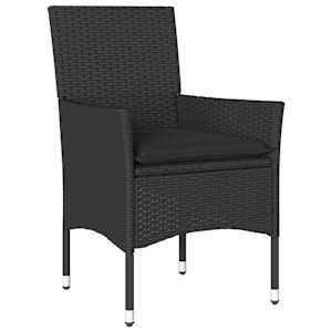 3dílný bistro set s poduškami černý polyratan a sklo - obrázek 3