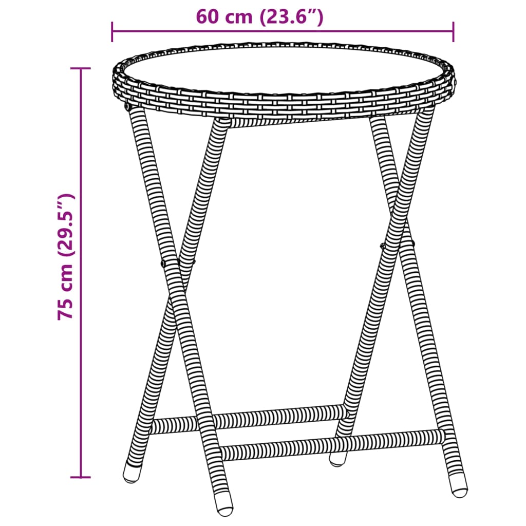 imagem de vidaXL 3 pcs conjunto de bistrô com almofadões vime PE/vidro preto10