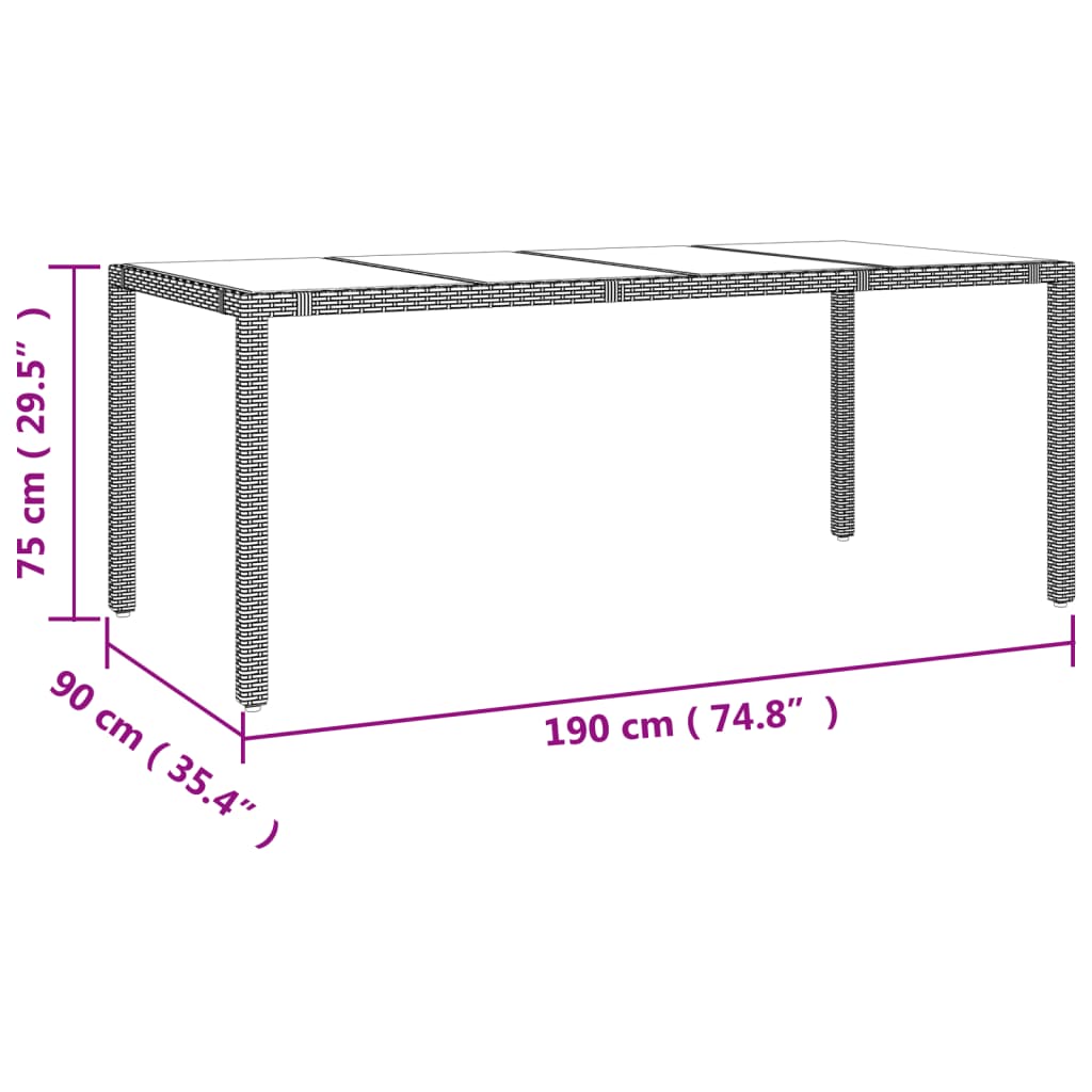 imagem de vidaXL 9 pcs conjunto de jantar p/ jardim c/ almofadões vime PE preto7