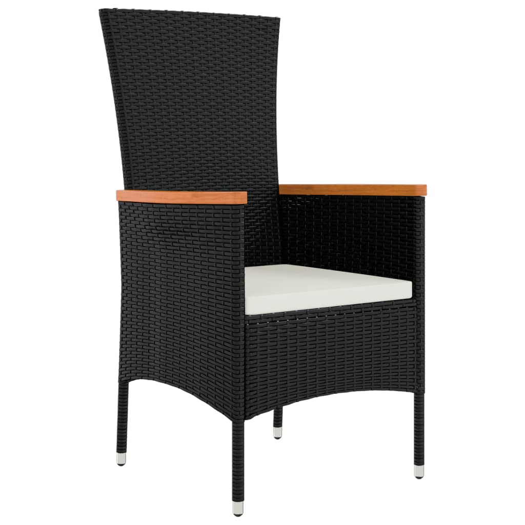 vidaXL 11-delige Tuinset met kussens poly rattan zwart