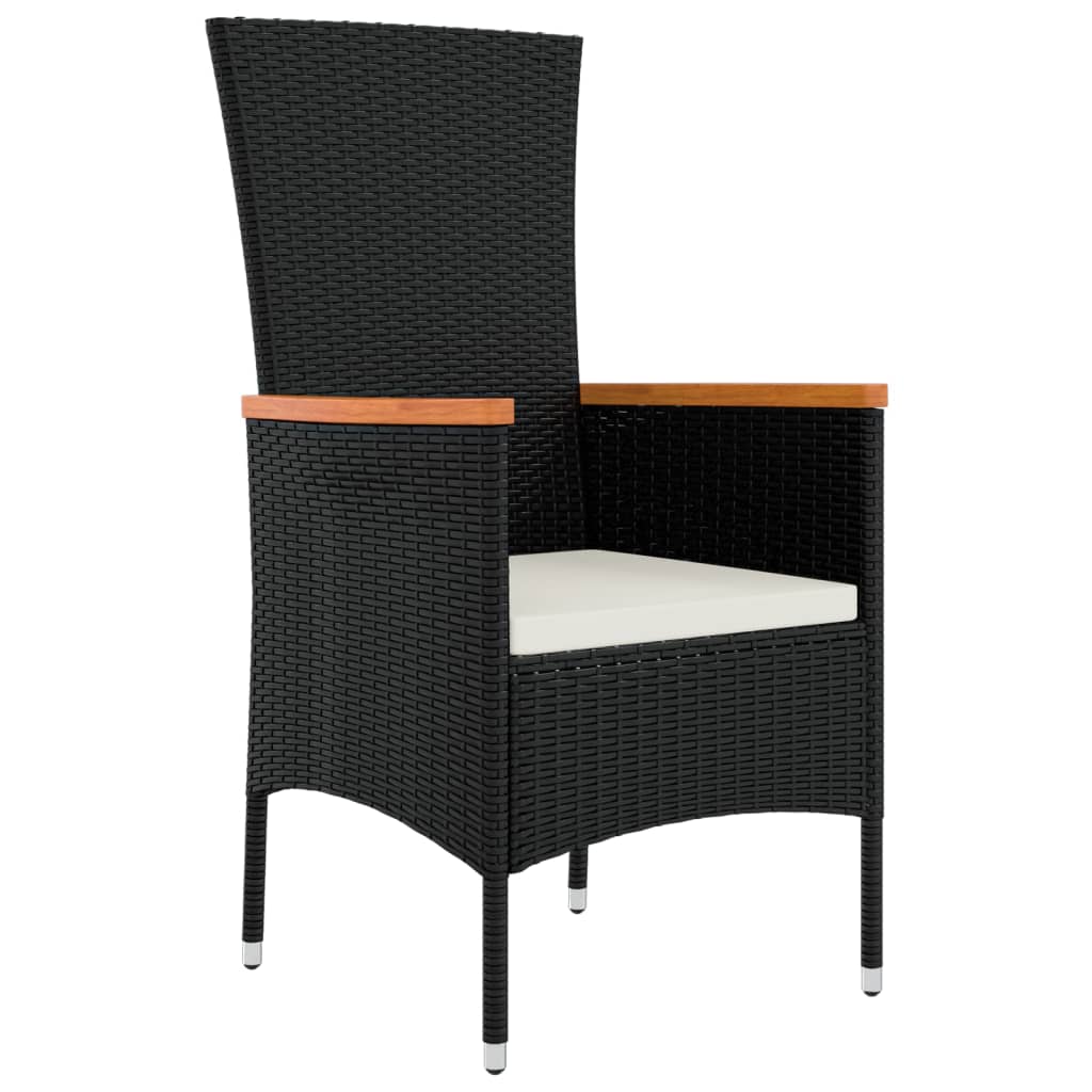 vidaXL 11-delige Tuinset met kussens poly rattan zwart