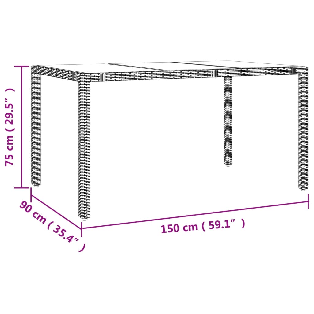 imagem de vidaXL 7 pcs conjunto de jantar p/ jardim com almofadões vime PE bege7