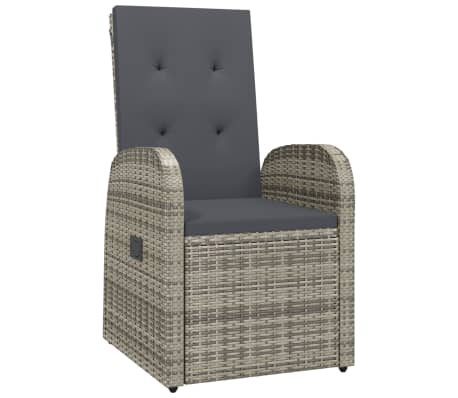 vidaXL 9 Piece Garden Dining Set with Cushions Grey Poly Rattan