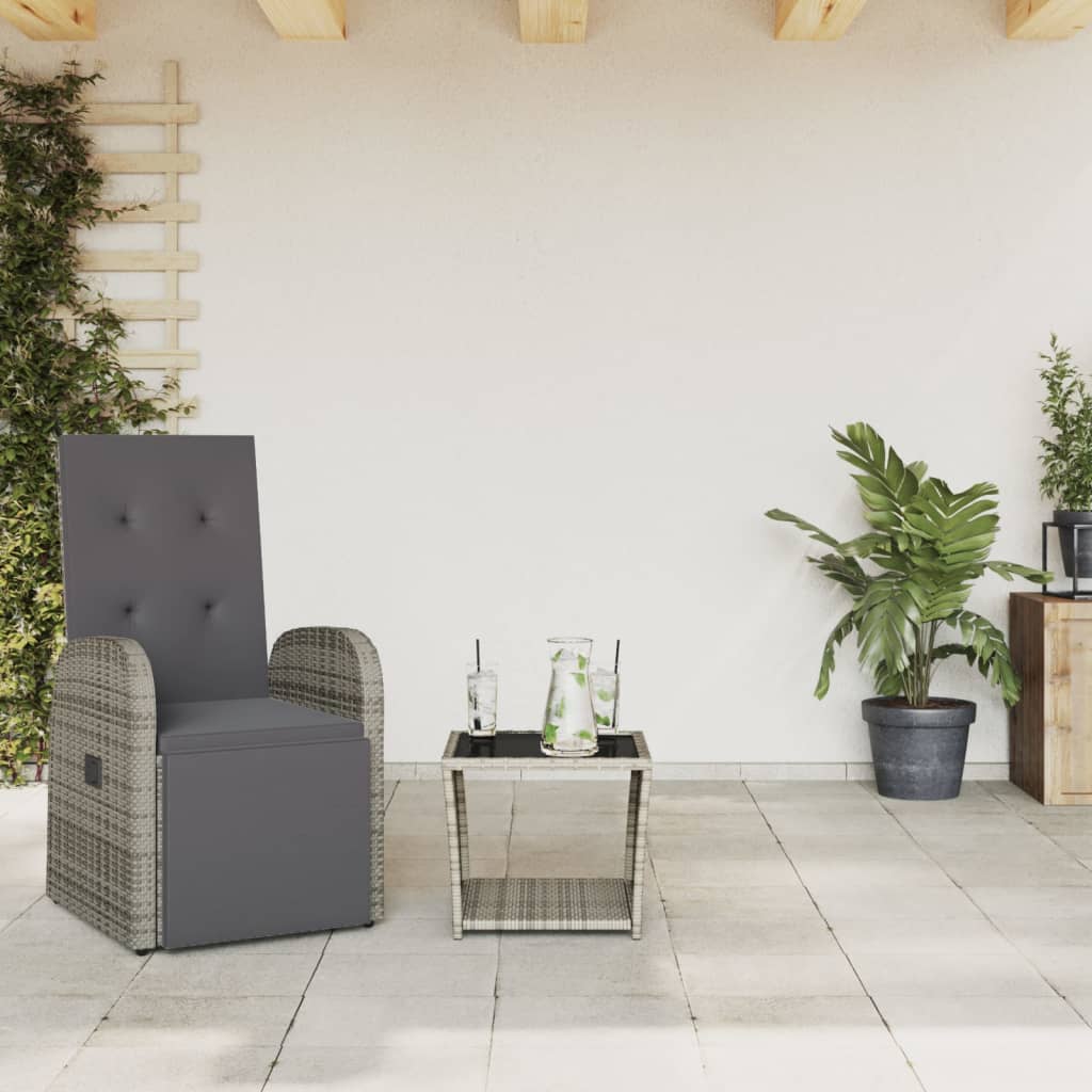 vidaXL 2-tlg. Garten-Essgruppe mit Kissen Grau Poly Rattan