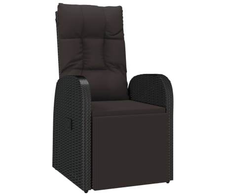 vidaXL 11-delige Tuinset met kussens poly rattan zwart