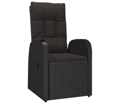 vidaXL Set da Pranzo da Giardino 9 pz con Cuscini Nero in Polyrattan