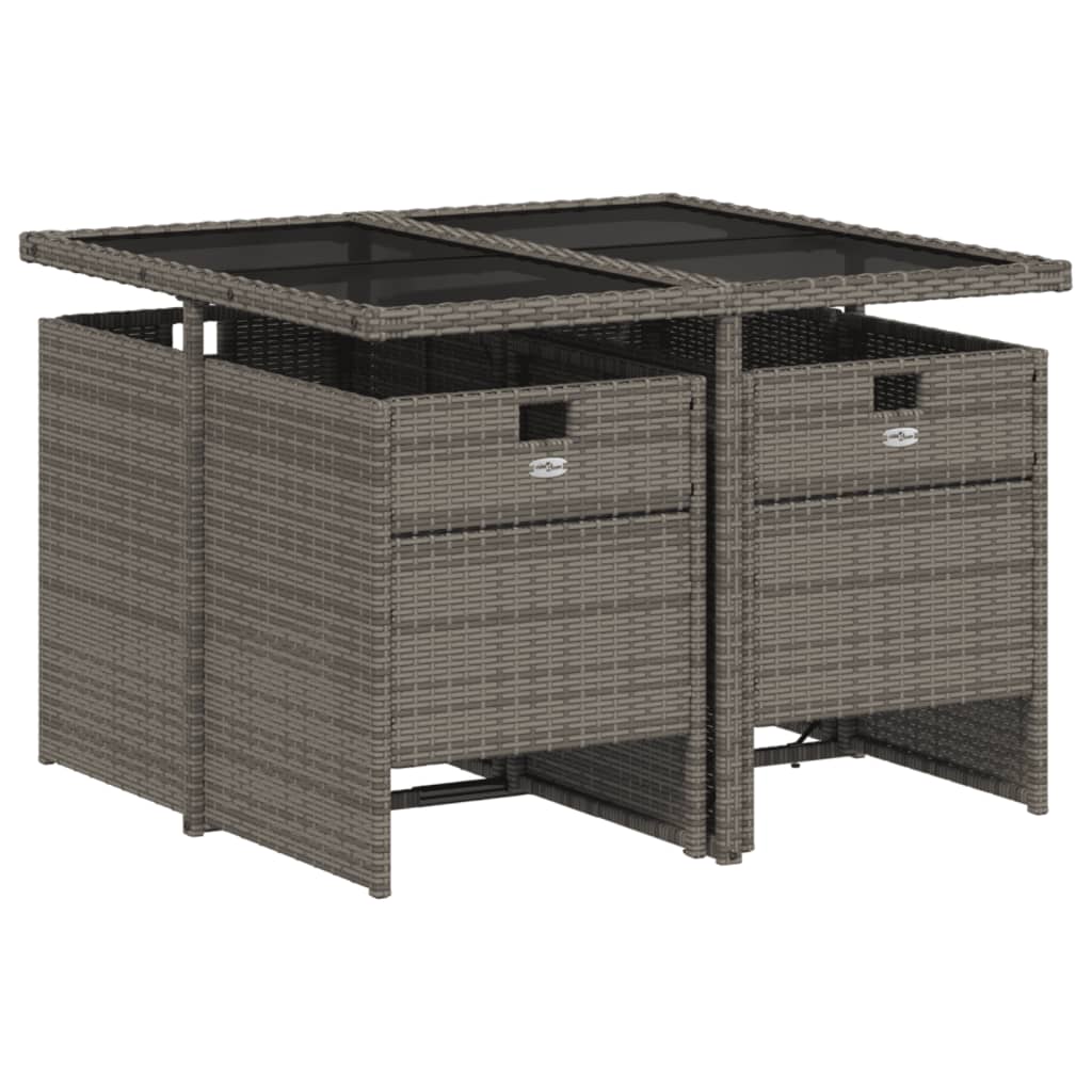 Patio Dining Set with Cushions Garden Table and Chair Gray Poly Rattan vidaXL - Picture 13 of 70