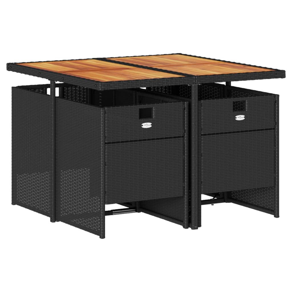 vidaXL 5-delige Tuinset met kussens poly rattan zwart afbeelding