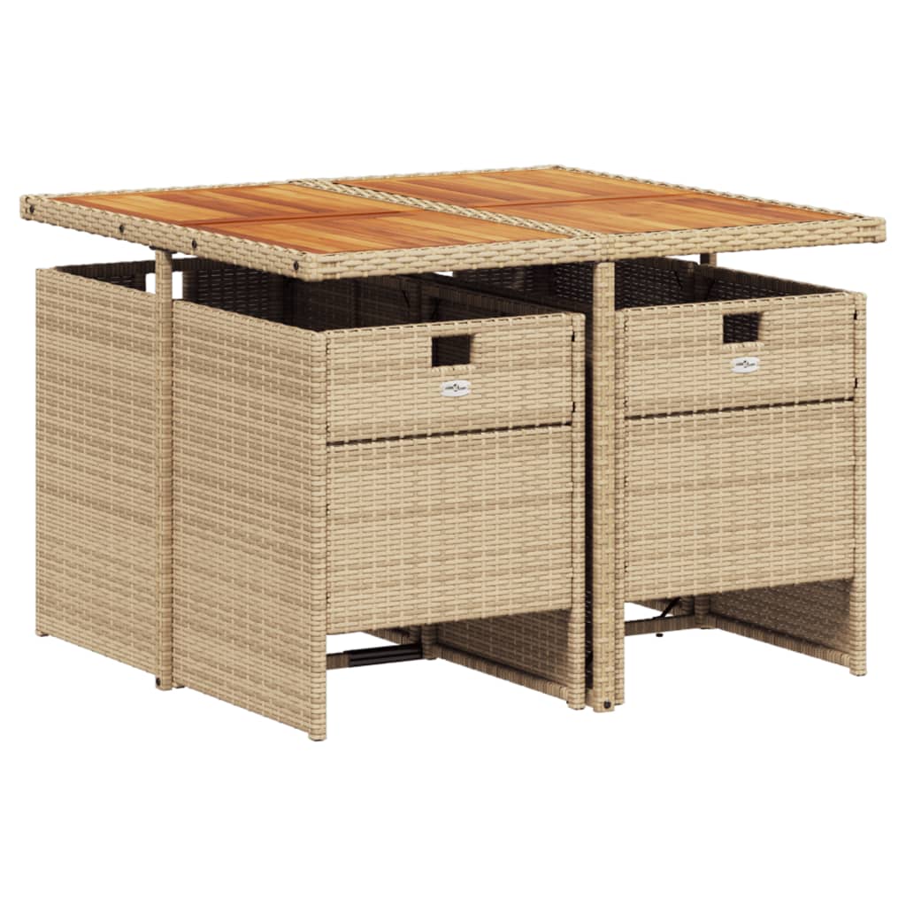 vidaXL Set mobilier de grădină cu perne, 5 piese, bej, poliratan