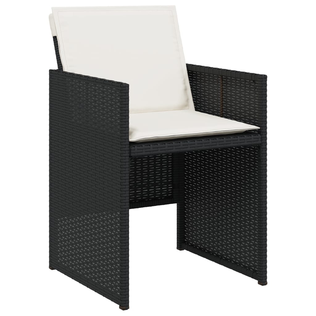 Zestaw mebli ogrodowych rattan PE, czarne, 165x106x73 cm, 6 krzeseł, 6 poduszek, szklany blat