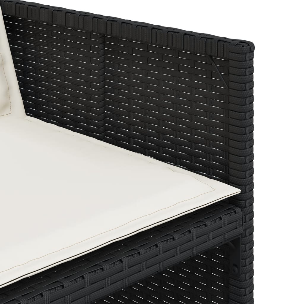 Zestaw mebli ogrodowych rattan PE, czarne, 165x106x73 cm, 6 krzeseł, 6 poduszek, szklany blat
