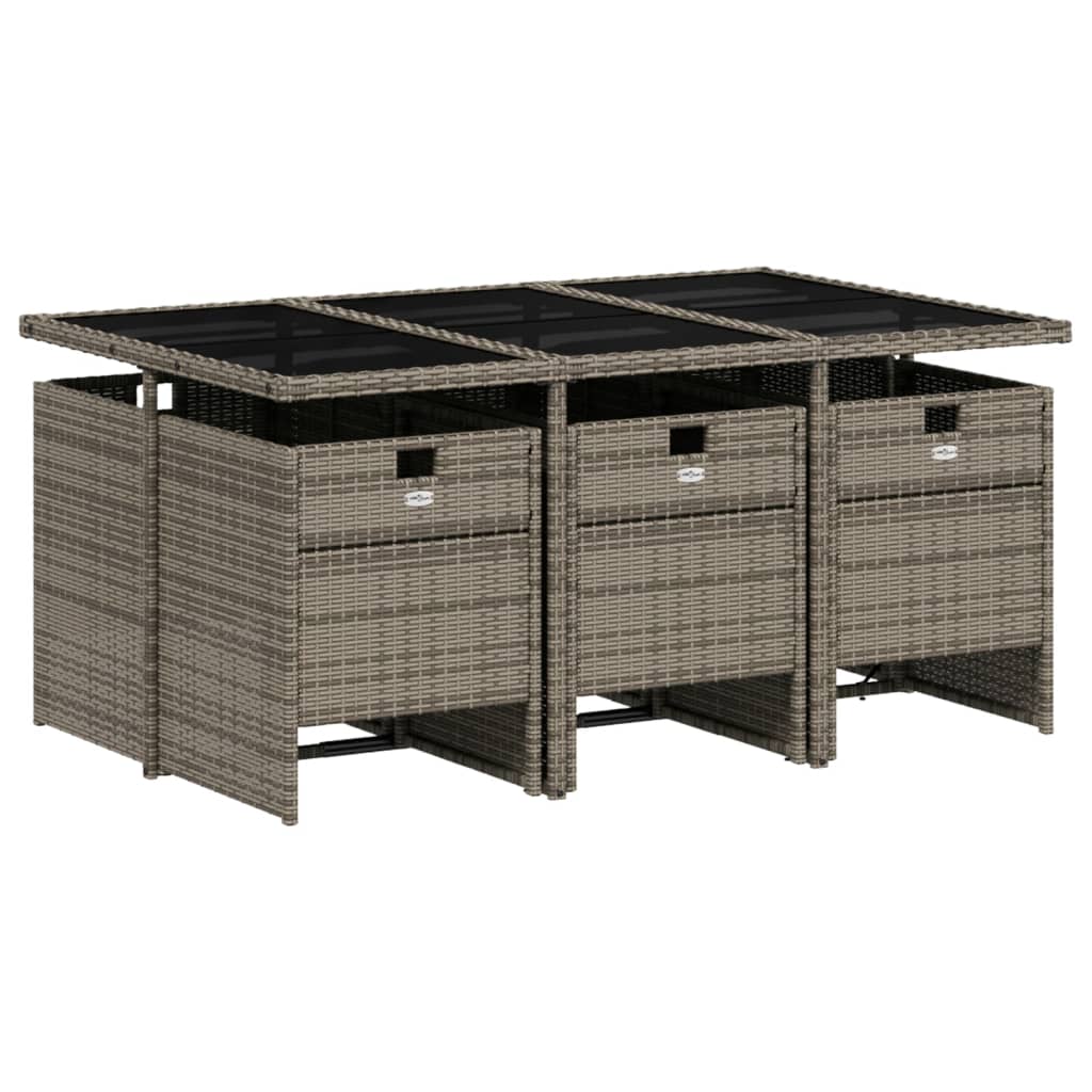 vidaXL 7-delige tuinset met kussens, grijs polyrotan