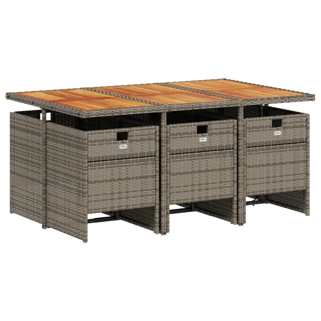 vidaXL 7-delige Tuinset met kussens poly rattan grijs afbeelding
