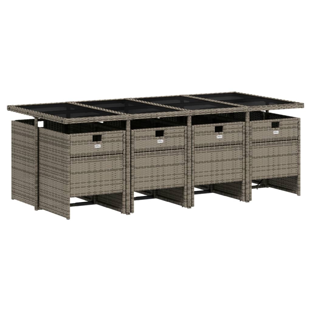 Patio Dining Set with Cushions Garden Table and Chair Gray Poly Rattan vidaXL - Picture 37 of 70