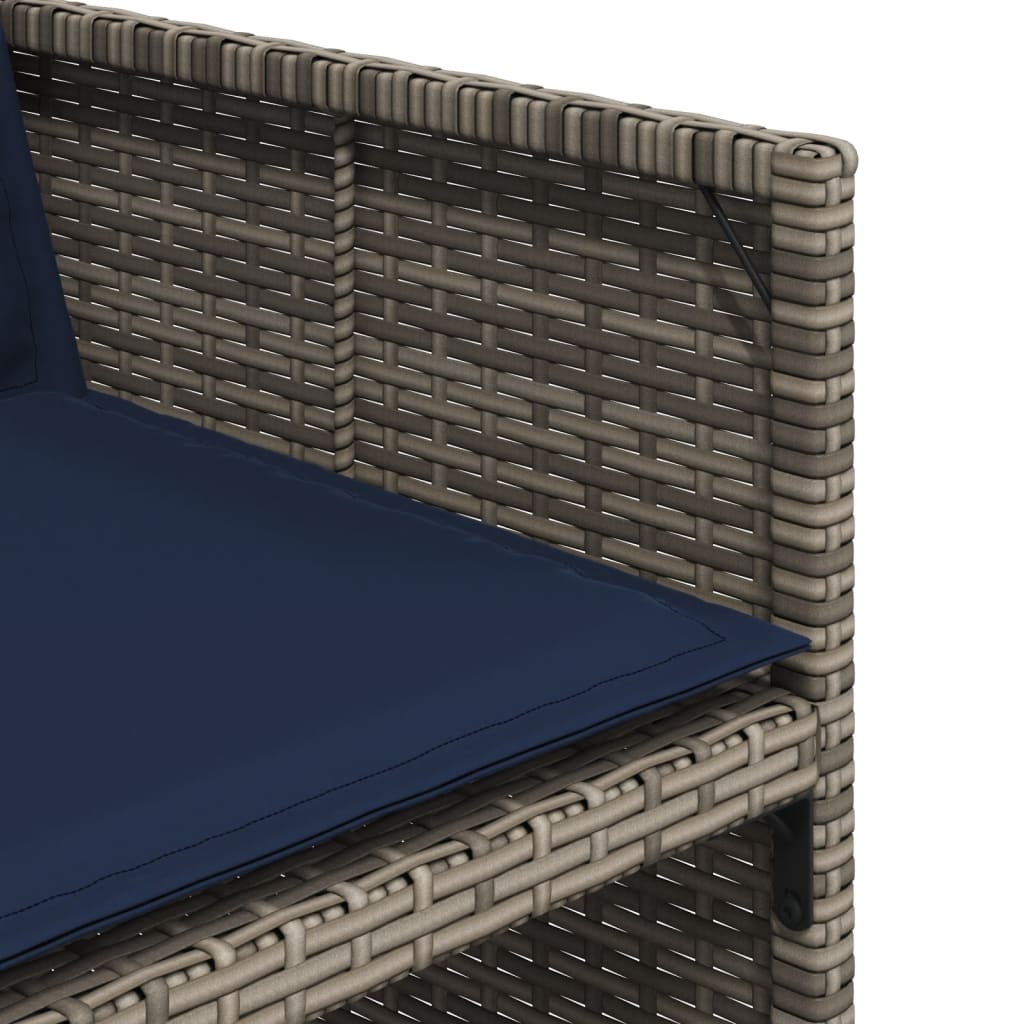 Patio Dining Set with Cushions Garden Table and Chair Gray Poly Rattan vidaXL - Picture 42 of 70