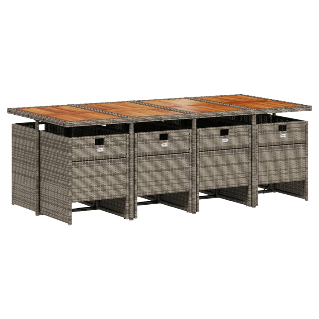 vidaXL 9-delige tuinset met kussens, grijs polyrotan
