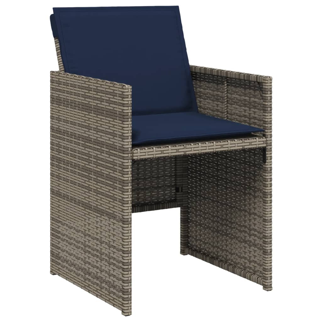 Patio Dining Set with Cushions Garden Table and Chair Gray Poly Rattan vidaXL - Picture 51 of 70