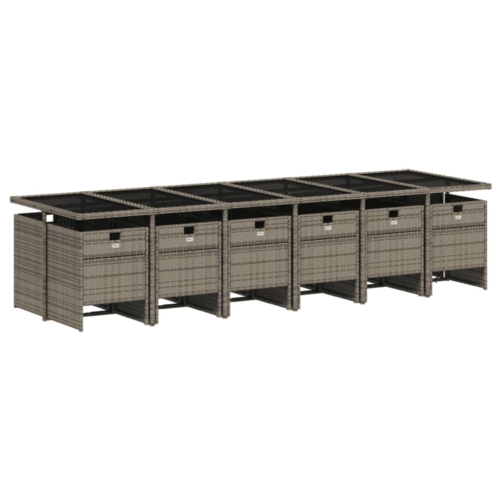 vidaXL 13-delige tuinset met kussens, grijs polyrotan